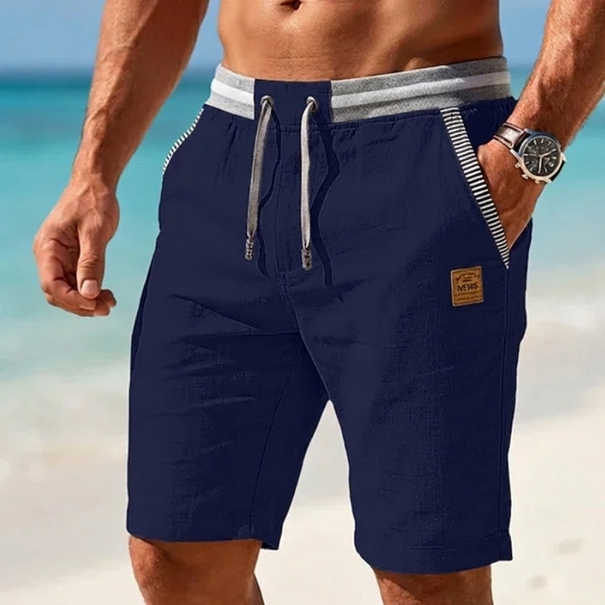 Short lin homme Bleu