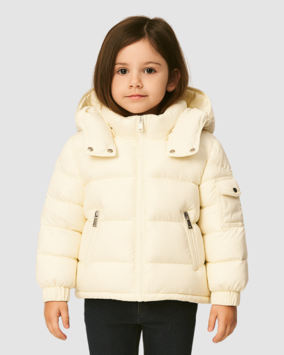 Veste doudoune enfant légère, détail capuche