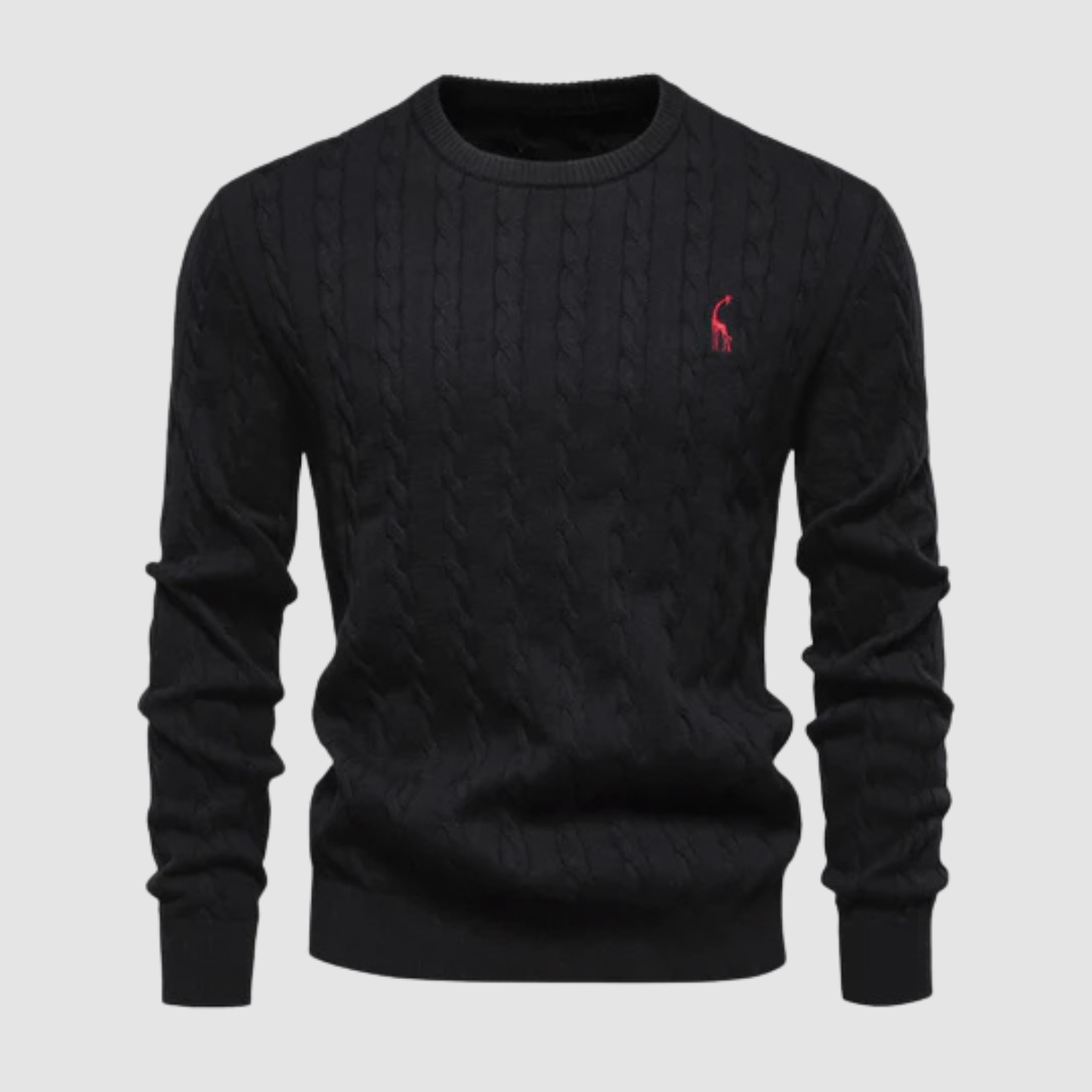 Pull homme en maille torsadée col rond porté en automne