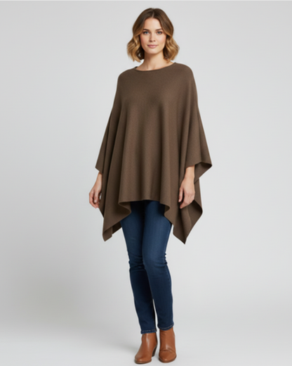 Poncho en Maille Fine pour Femme - Coupe Fluide et Élégante - Idéal Mi-Saison