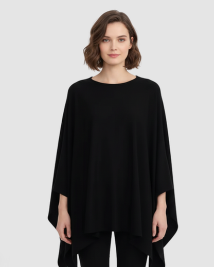 Poncho en Maille Fine pour Femme - Coupe Fluide et Élégante - Idéal Mi-Saison – vue 4