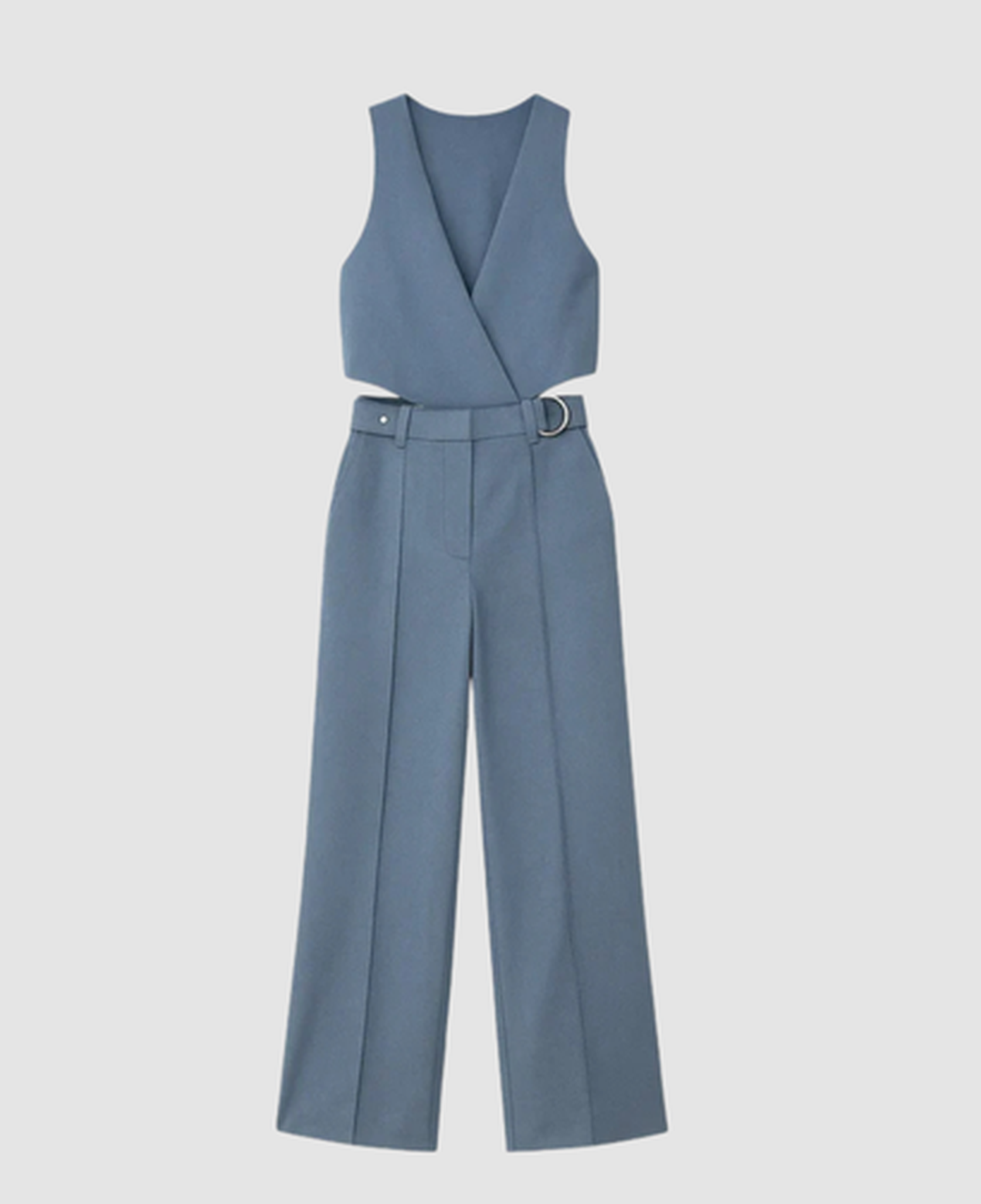 Combinaison Pantalon Femme – Col en V Croisé & Taille Haute, Jumpsuit Large Élégant