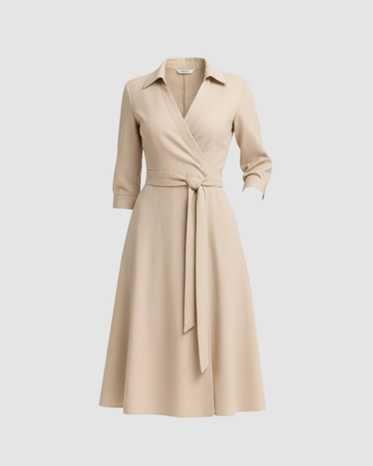 Robe midi femme – col en V évasé et taille ceinturée | Robe cocktail élégante