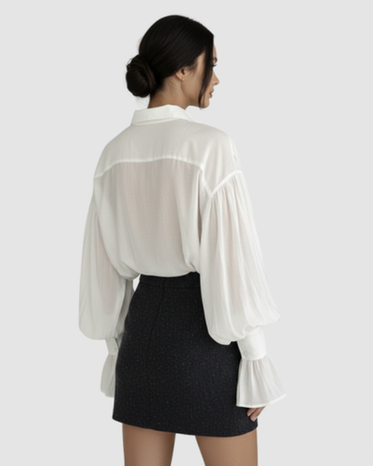 Blouse fluide femme – Élégance aérienne à manches bouffantes | Chemise respirante