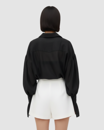 Blouse fluide femme – Élégance aérienne à manches bouffantes | Chemise respirante