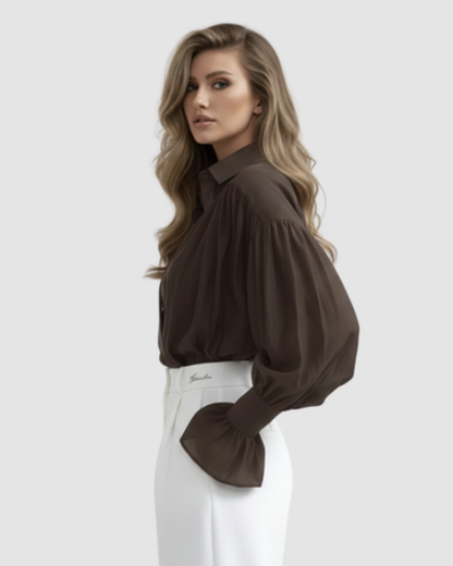 Blouse fluide femme – Élégance aérienne à manches bouffantes | Chemise respirante