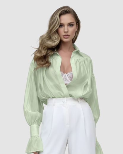 Blouse fluide femme – Élégance aérienne à manches bouffantes | Chemise respirante