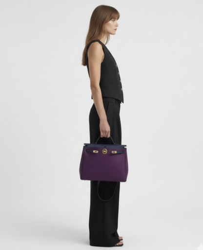 Ensemble tailleur femme avec gilet sans manches et pantalon large taille haute à plis