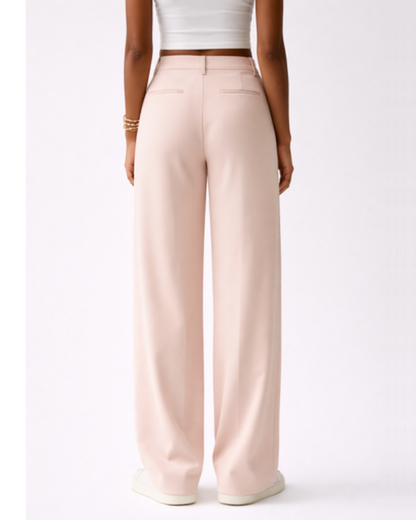 Pantalon Femme Taille Haute Fluide – Jambe Large Plissée & Tombé Élégant | Bureau & Soirée