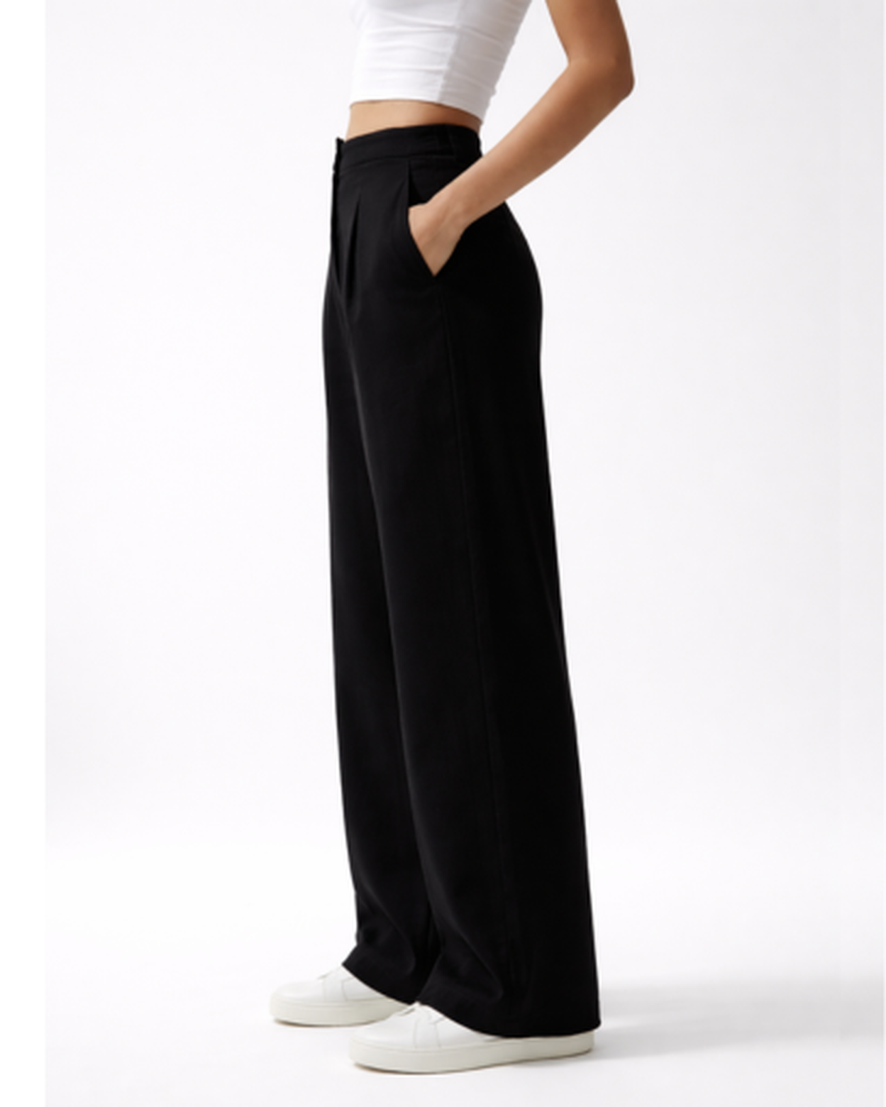 Pantalon Femme Taille Haute Fluide – Jambe Large Plissée & Tombé Élégant | Bureau & Soirée