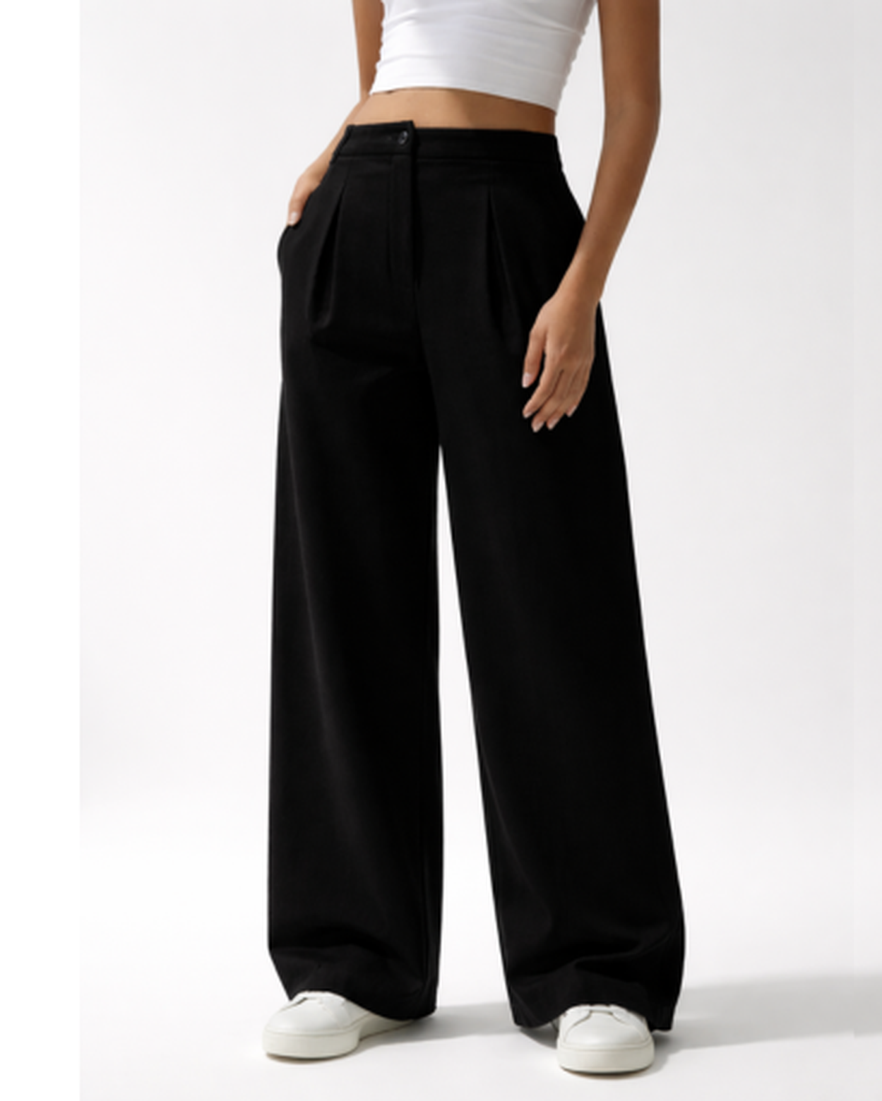 Pantalon Femme Taille Haute Fluide – Jambe Large Plissée & Tombé Élégant | Bureau & Soirée