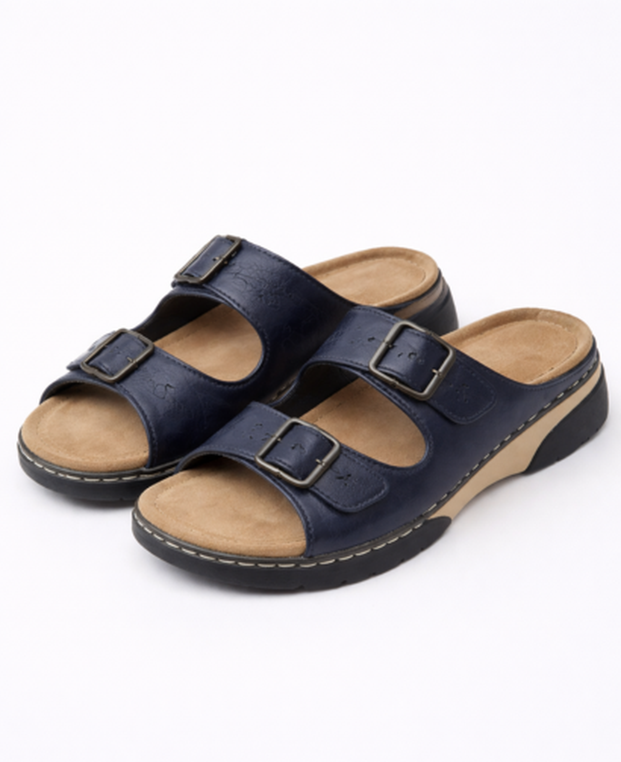 Sandales compensées confort à double bride réglable | plateforme femme