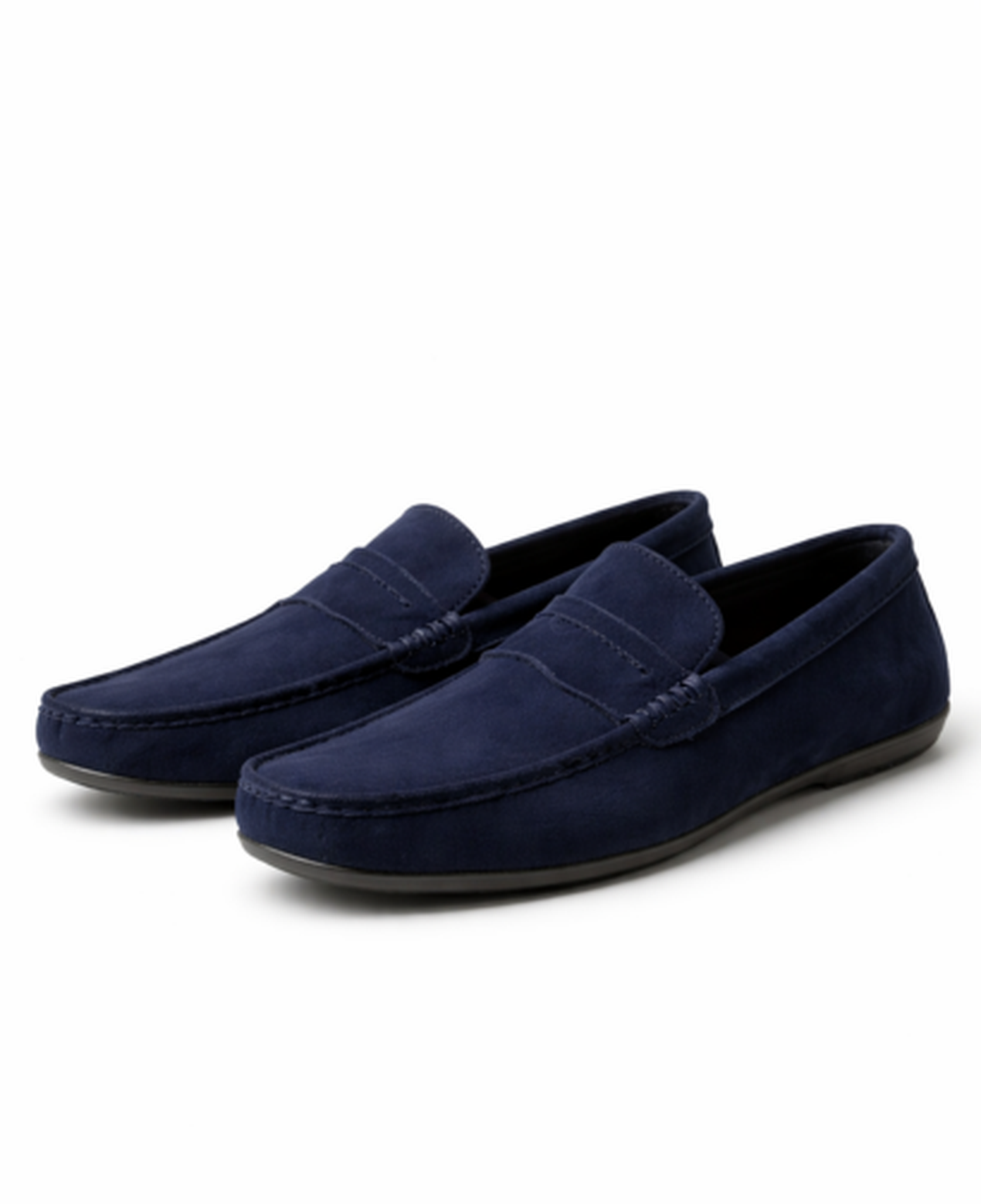 Mocassins homme en daim à enfiler avec couture apparente