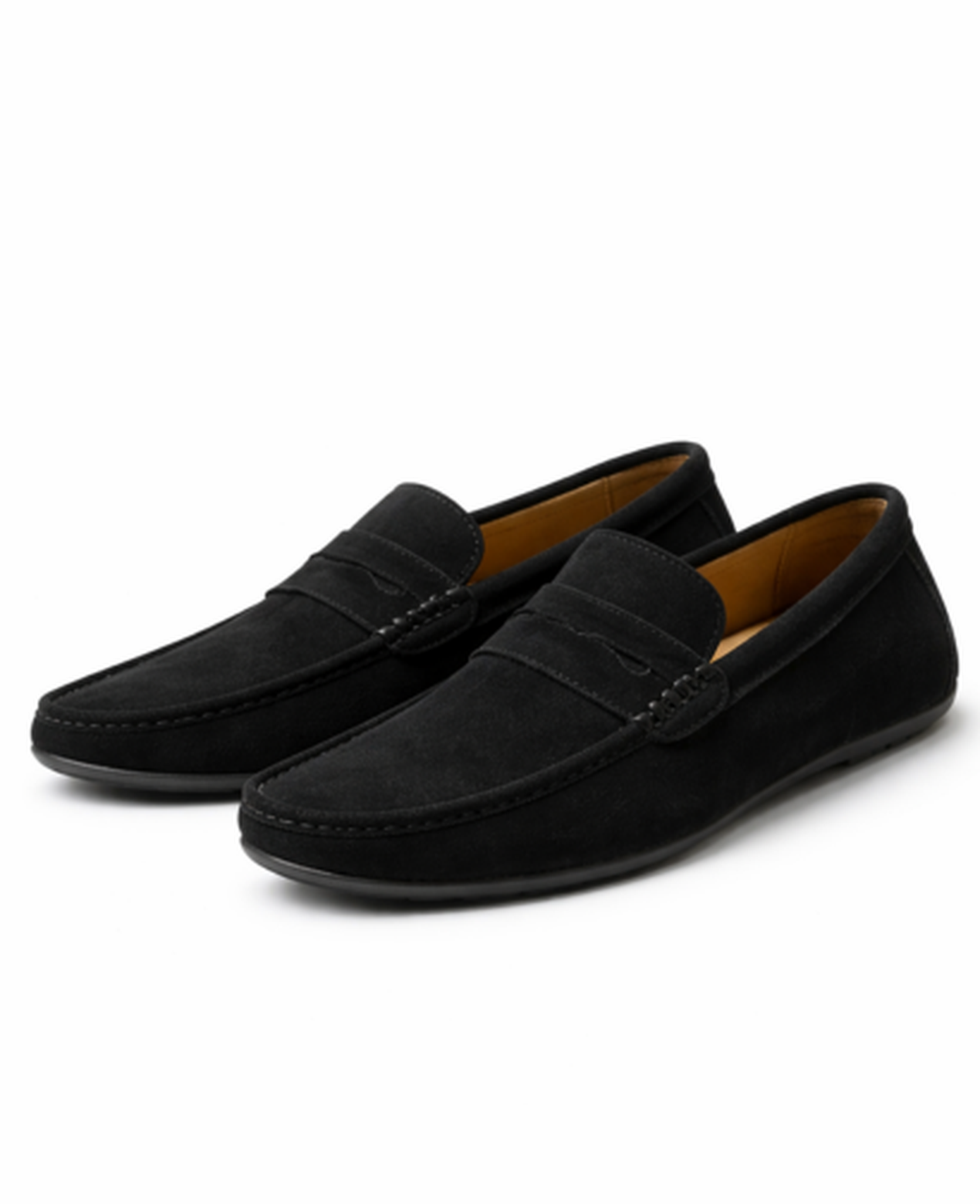 Mocassins homme en daim à enfiler avec couture apparente