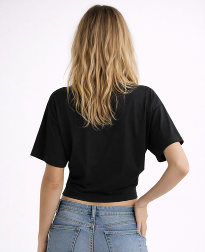 Top Court Femme Drapé – Encolure Ronde & Manches Courtes, Style Décontracté Chic