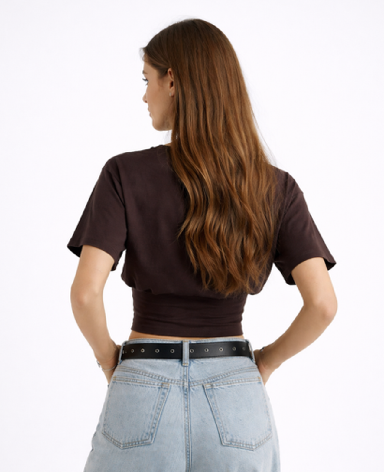 Top Court Femme Drapé – Encolure Ronde & Manches Courtes, Style Décontracté Chic
