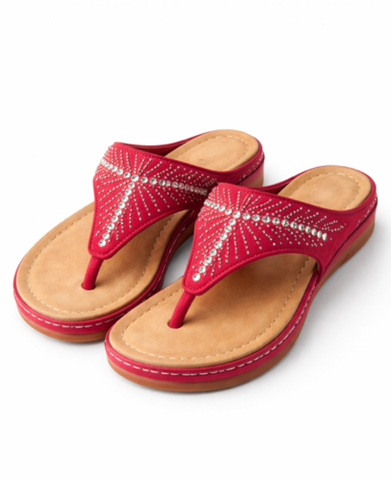 Sandales Compensées Femme – Bride Strass & Plateforme Confort, Élégance Estivale Chic