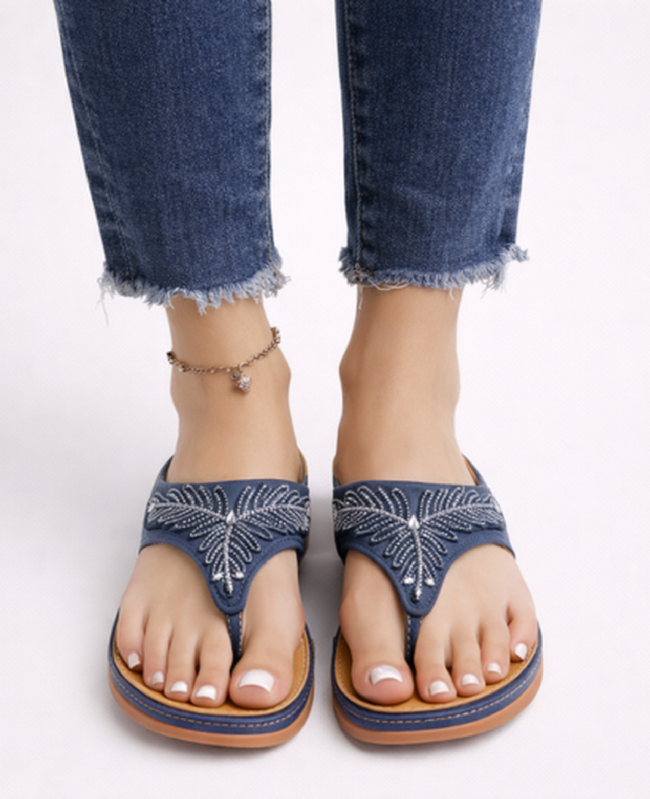 Sandales Compensées Femme – Bride Strass & Plateforme Confort, Élégance Estivale Chic