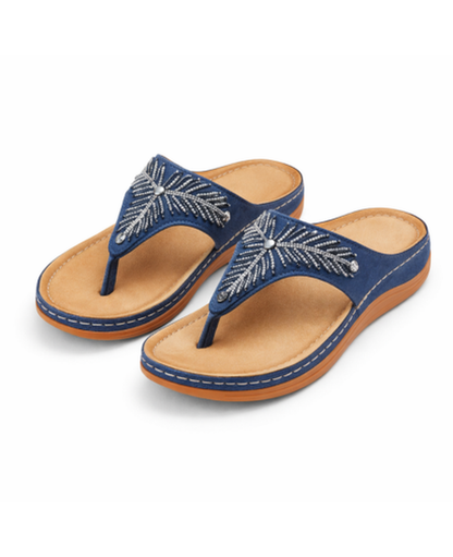 Sandales Compensées Femme – Bride Strass & Plateforme Confort, Élégance Estivale Chic
