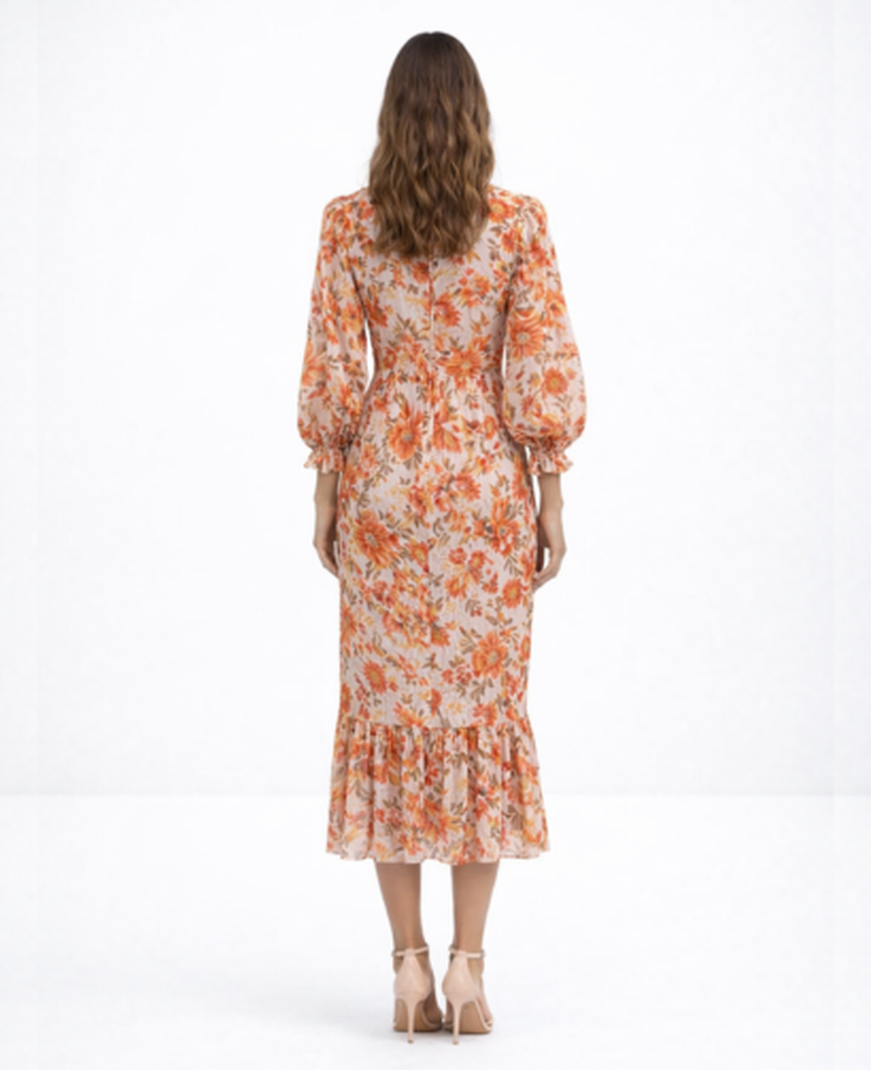 Robe Midi Fleurie Col en V — Coupe Romantique Fluide | Invitée & Cocktail