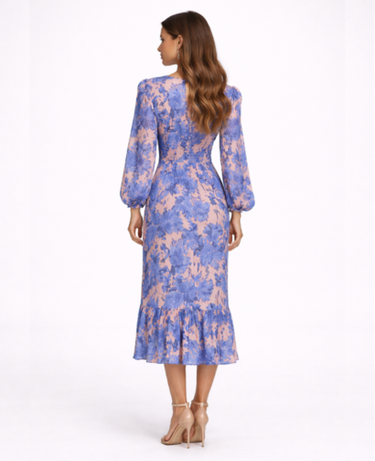 Robe Midi Fleurie Col en V — Coupe Romantique Fluide | Invitée & Cocktail