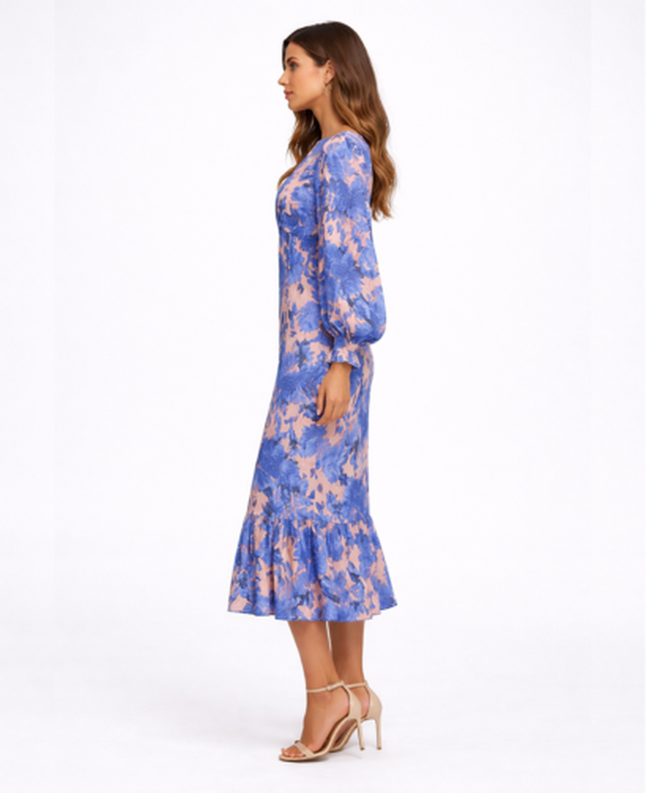 Robe Midi Fleurie Col en V — Coupe Romantique Fluide | Invitée & Cocktail