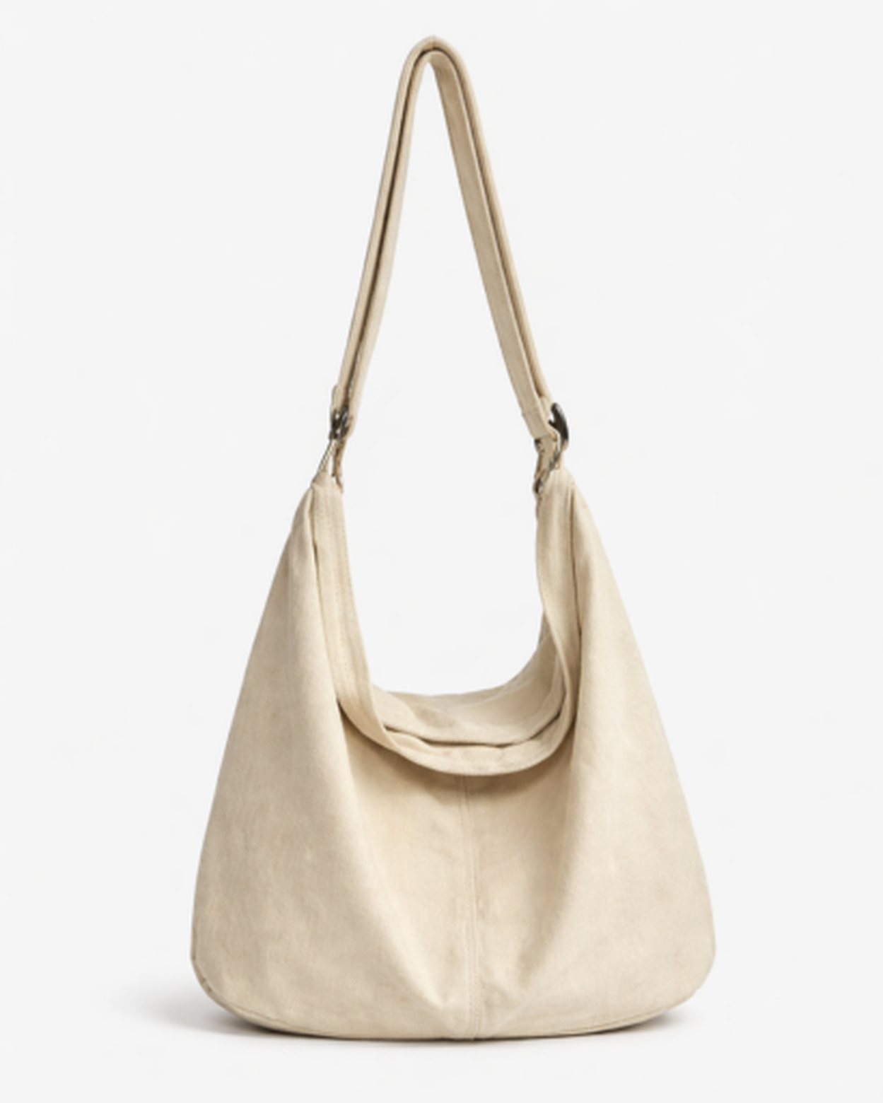 Sac hobo femme en cuir souple, bandoulière réglable, vue de face