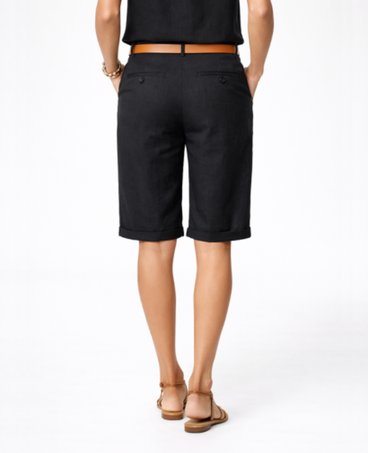 Short Bermuda Femme – Taille Haute & Coupe Droite avec Ceinture, Style Chic Estival