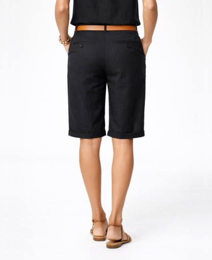 Short Bermuda Femme – Taille Haute & Coupe Droite avec Ceinture, Style Chic Estival
