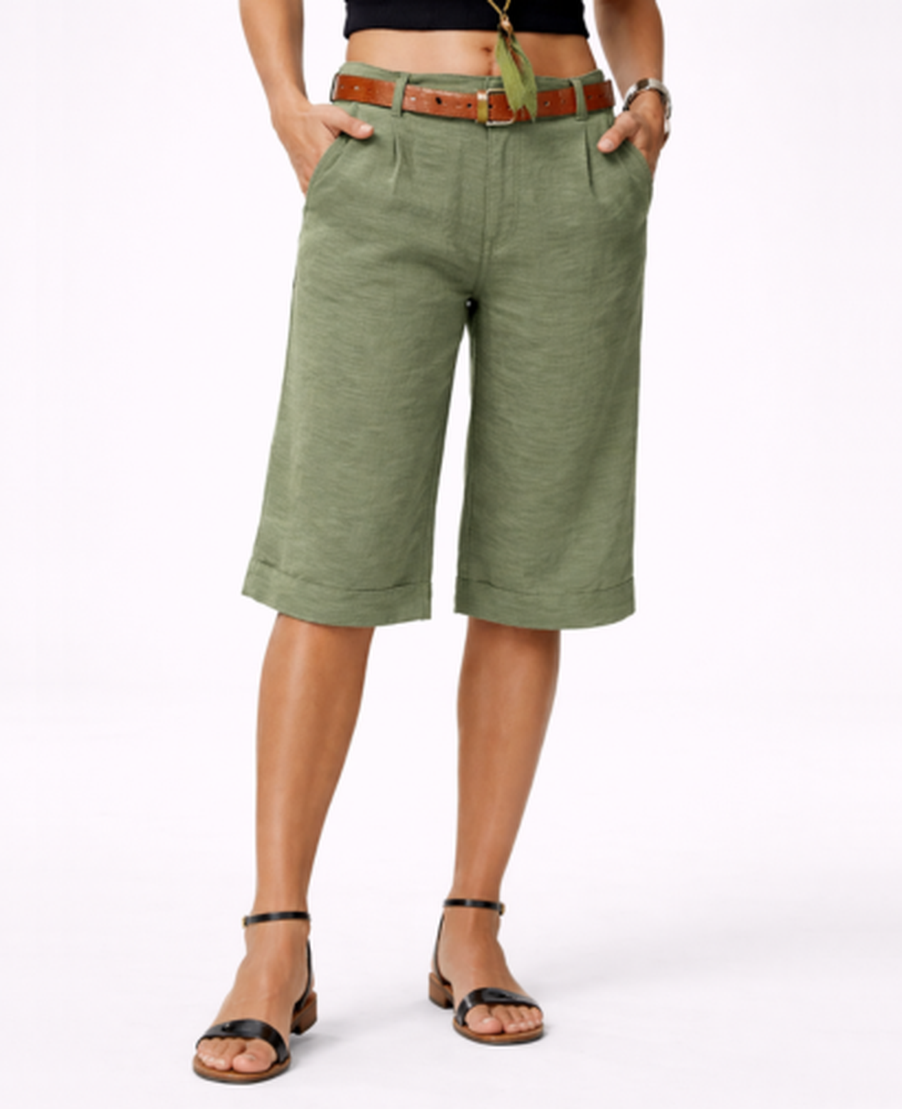 Short Bermuda Femme – Taille Haute & Coupe Droite avec Ceinture, Style Chic Estival