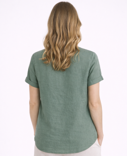 T-shirt femme coupe droite col rond manches courtes minimaliste