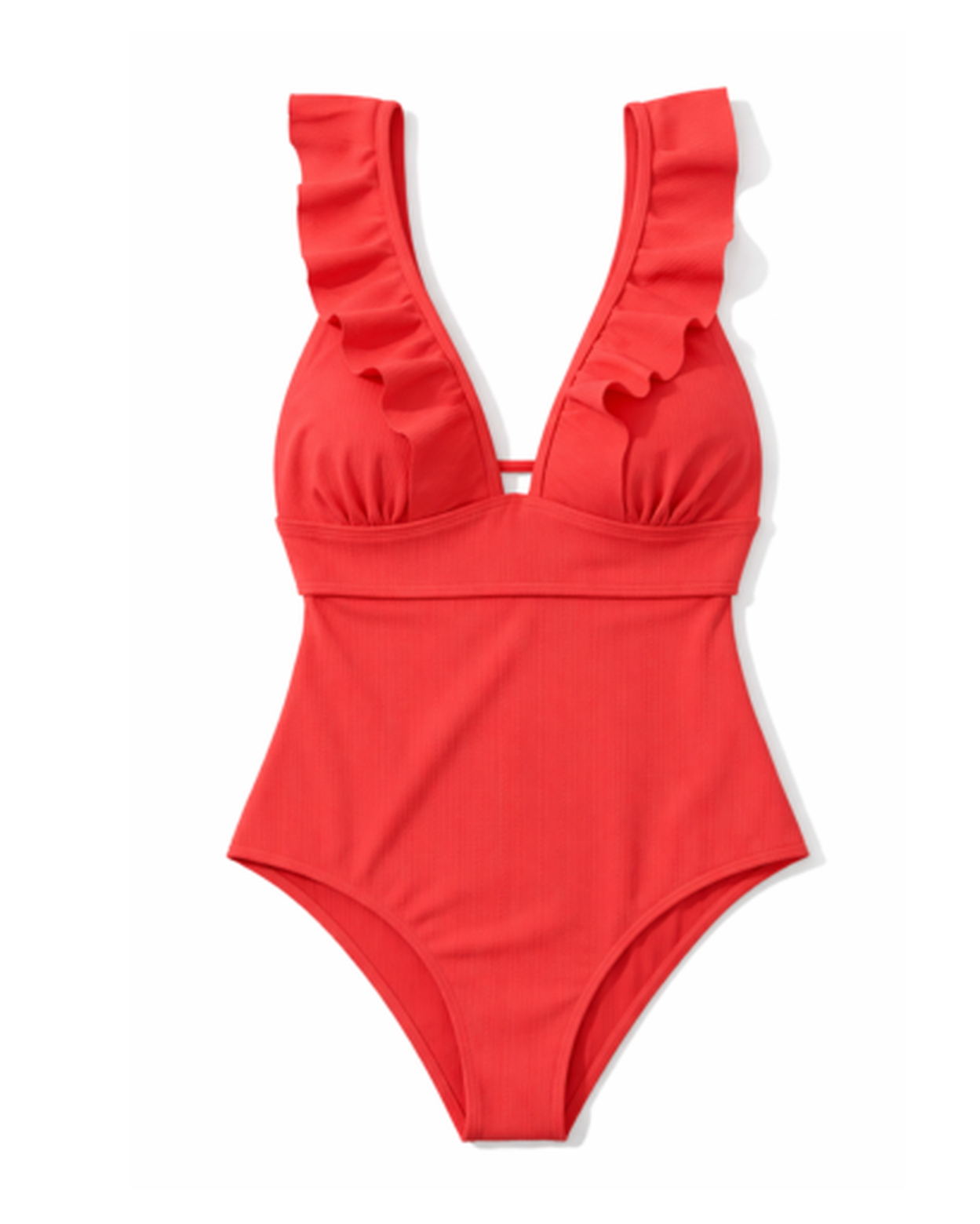Costume da bagno intero da donna con volant e scollo profondo