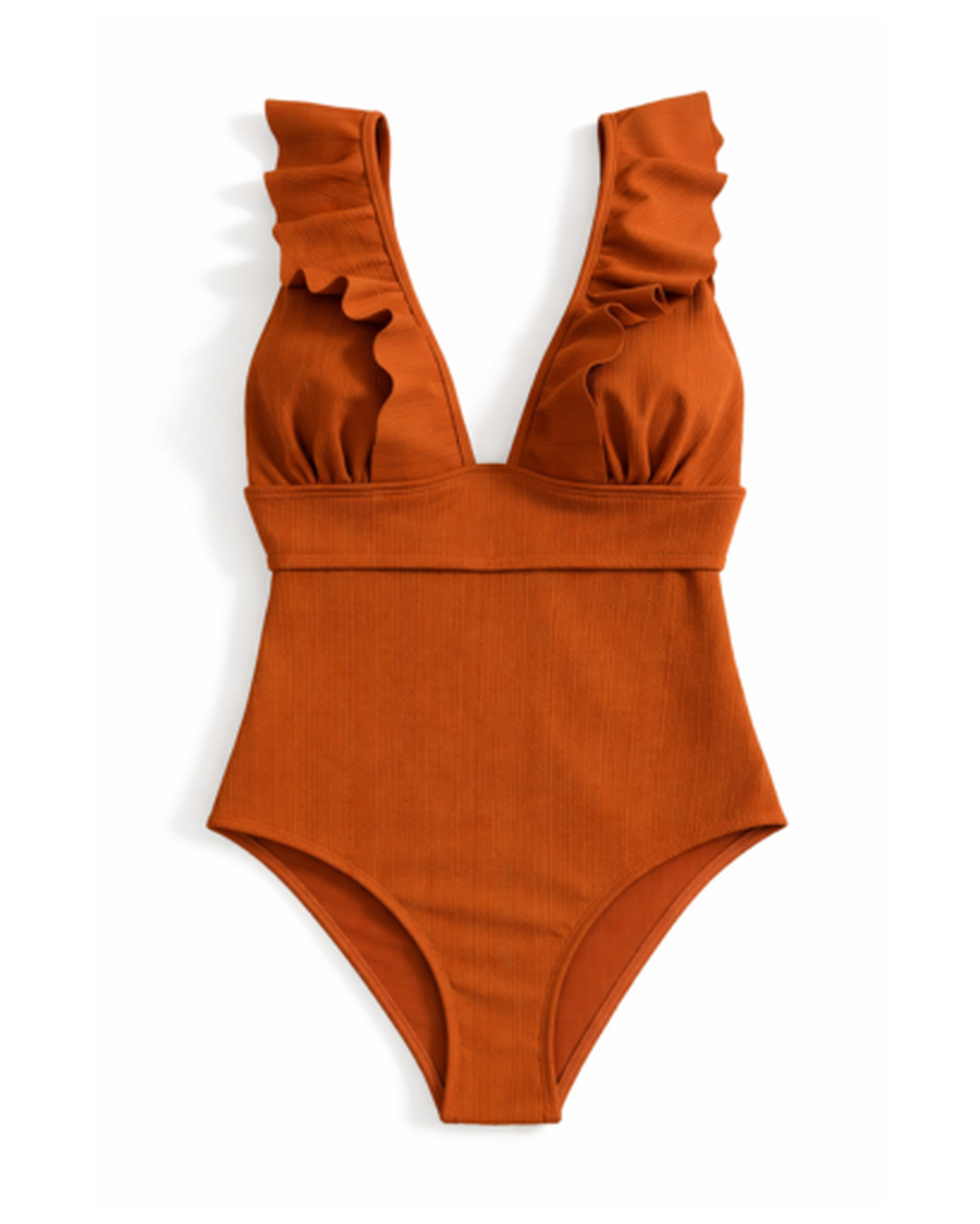 Costume da bagno intero da donna con volant e scollo profondo