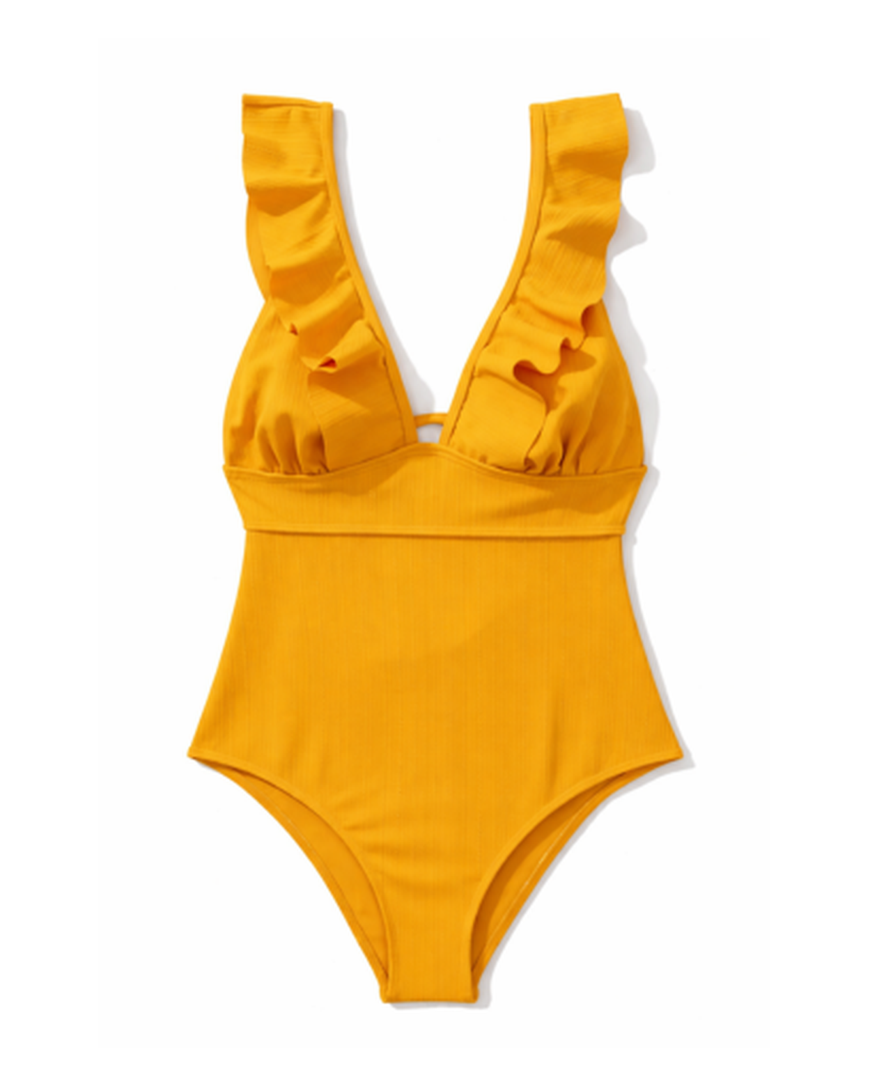 Costume da bagno intero da donna con volant e scollo profondo