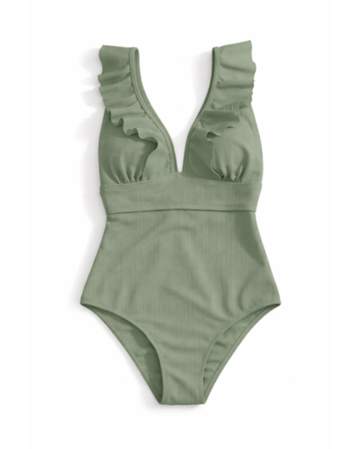 Costume da bagno intero da donna con volant e scollo profondo