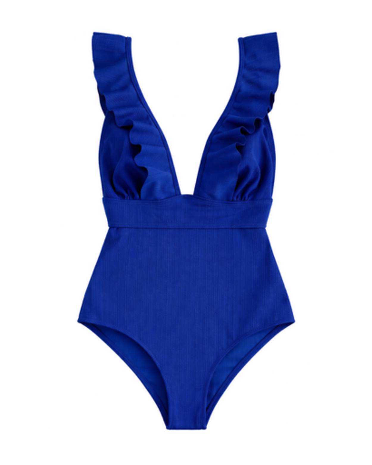 Costume da bagno intero da donna con volant e scollo profondo