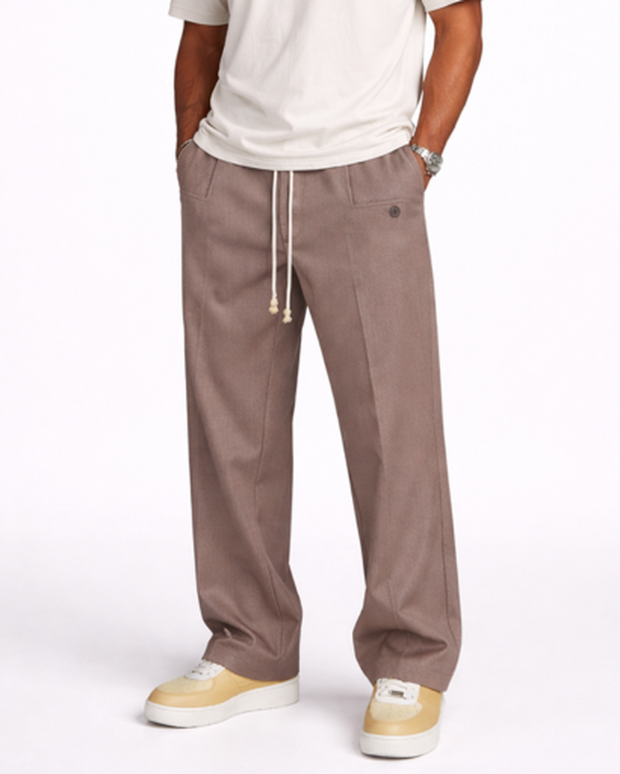 Pantalon Homme Coupe Droite Taille Élastique – Confort Souple & Style Épuré | Casual & Week-End