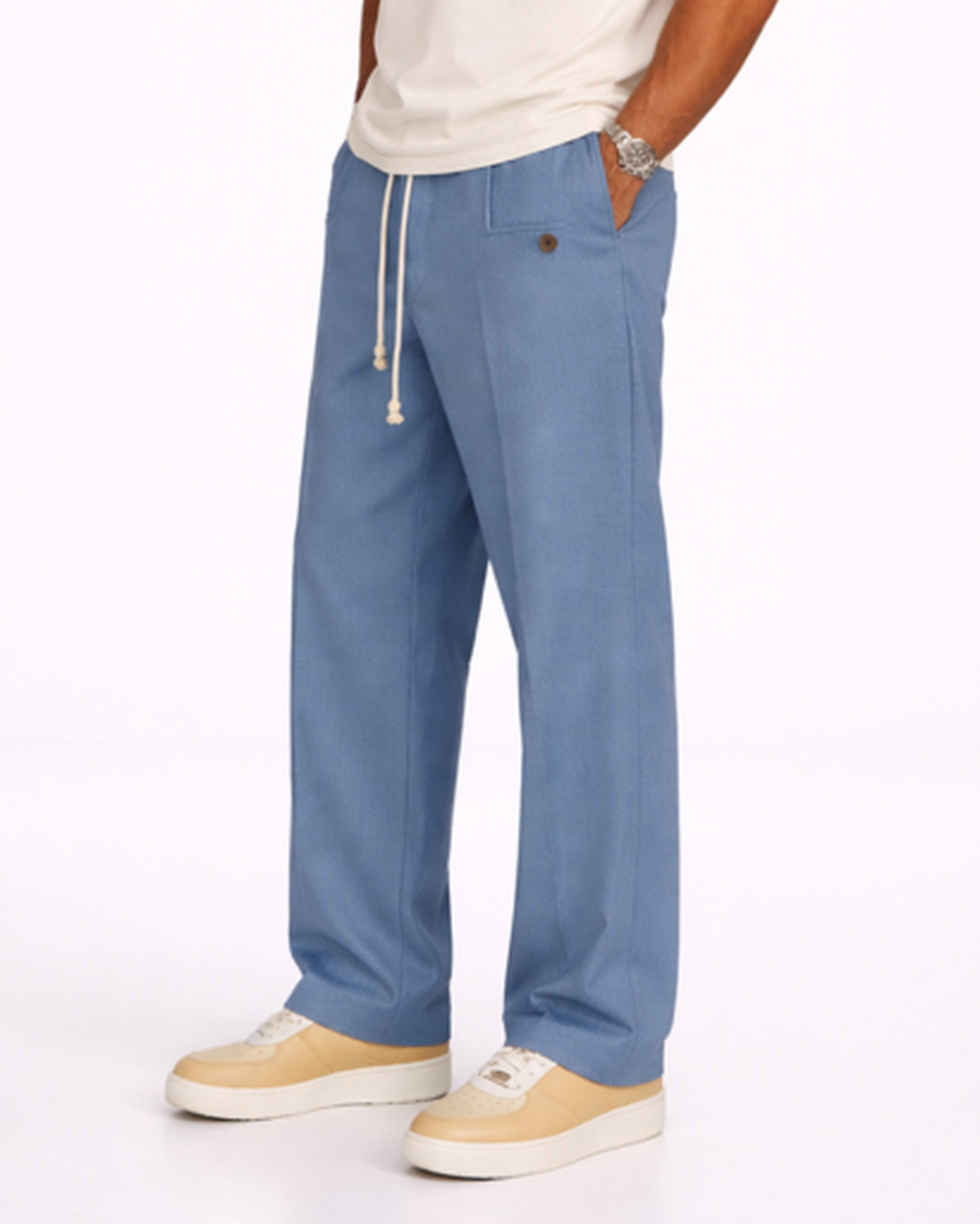 Pantalon Homme Coupe Droite Taille Élastique – Confort Souple & Style Épuré | Casual & Week-End