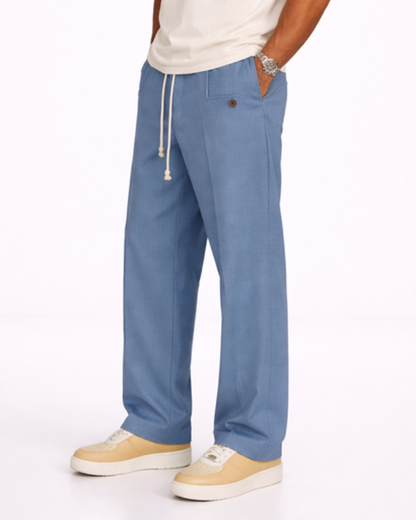 Pantalon Homme Coupe Droite Taille Élastique – Confort Souple & Style Épuré | Casual & Week-End