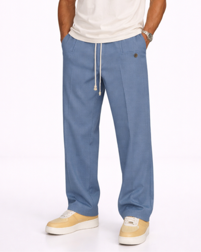 Pantalon Homme Coupe Droite Taille Élastique – Confort Souple & Style Épuré | Casual & Week-End