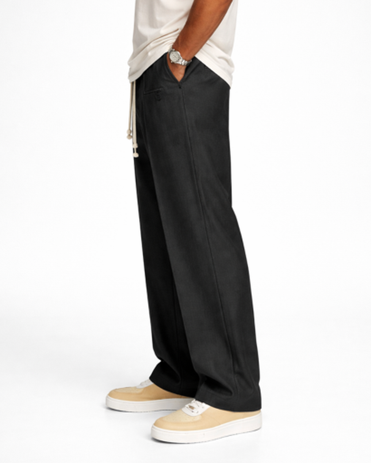 Pantalon Homme Coupe Droite Taille Élastique – Confort Souple & Style Épuré | Casual & Week-End