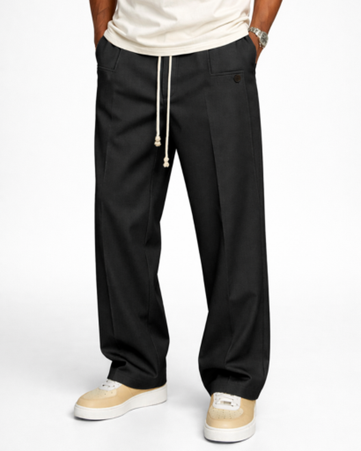 Pantalon Homme Coupe Droite Taille Élastique – Confort Souple & Style Épuré | Casual & Week-End