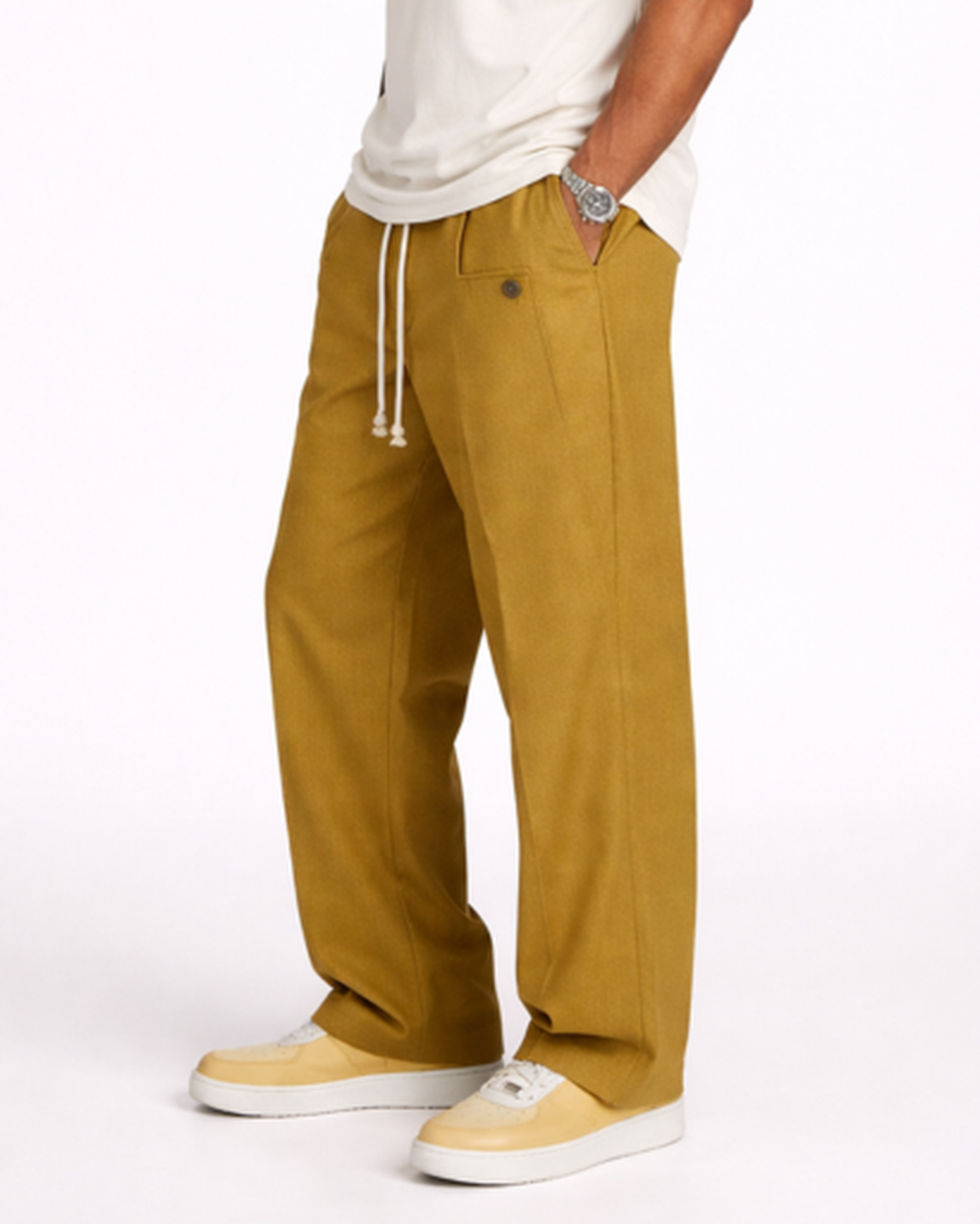Pantalon Homme Coupe Droite Taille Élastique – Confort Souple & Style Épuré | Casual & Week-End