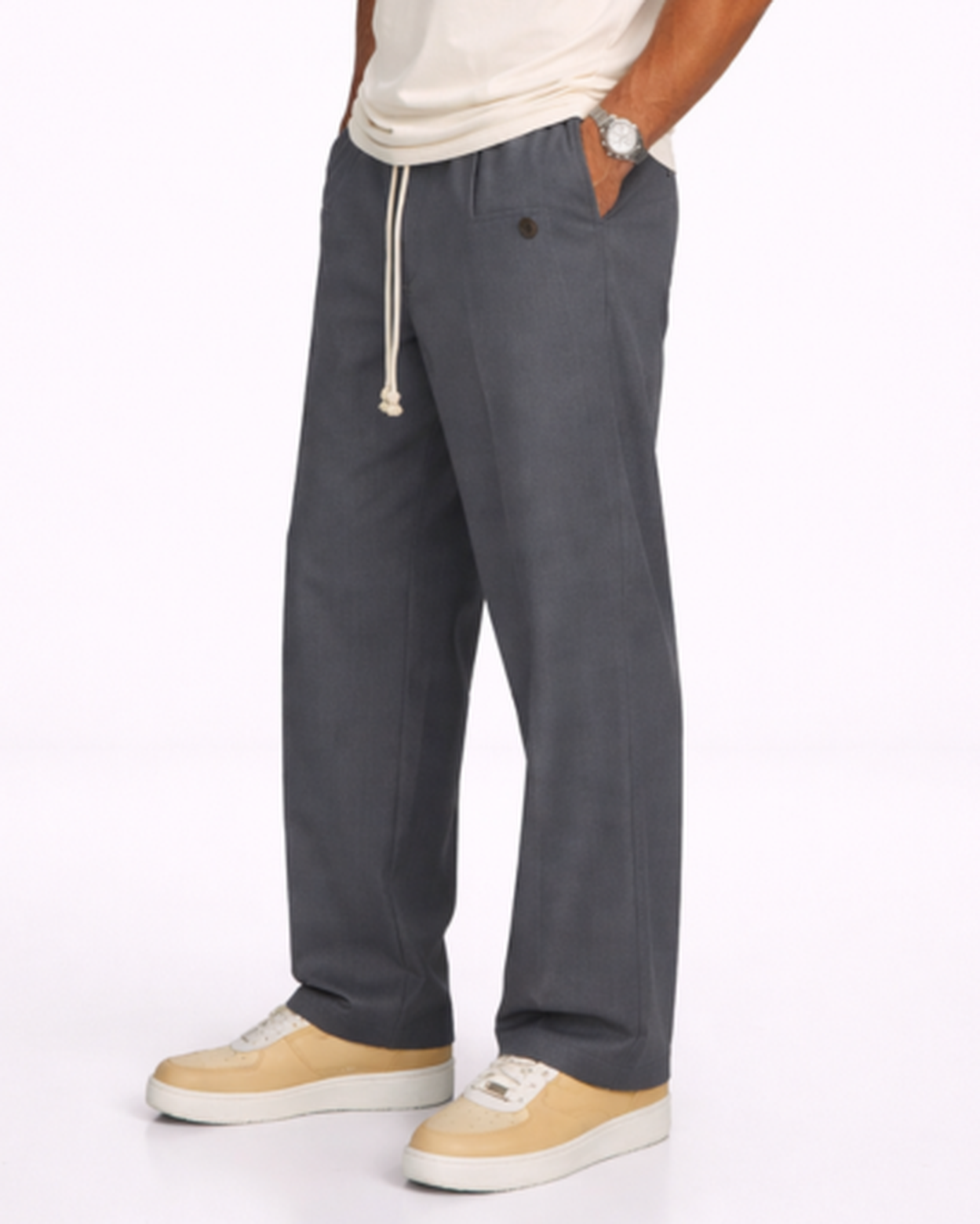 Pantalon Homme Coupe Droite Taille Élastique – Confort Souple & Style Épuré | Casual & Week-End