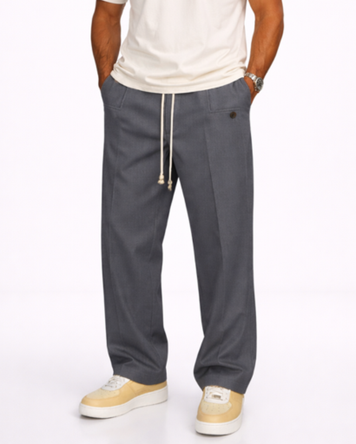 Pantalon Homme Coupe Droite Taille Élastique – Confort Souple & Style Épuré | Casual & Week-End