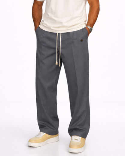 Pantalon Homme Coupe Droite Taille Élastique – Confort Souple & Style Épuré | Casual & Week-End