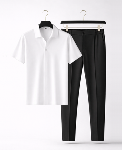 Ensemble homme chemise manches courtes et pantalon coupe ajustée