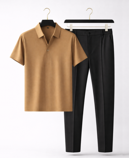 Ensemble homme chemise manches courtes et pantalon coupe ajustée – vue 2