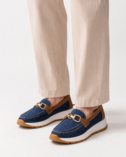 Mocassins Femme Plateforme – Chaîne Métallique & Style Casual Chic | Confort & Élégance Quotidienne