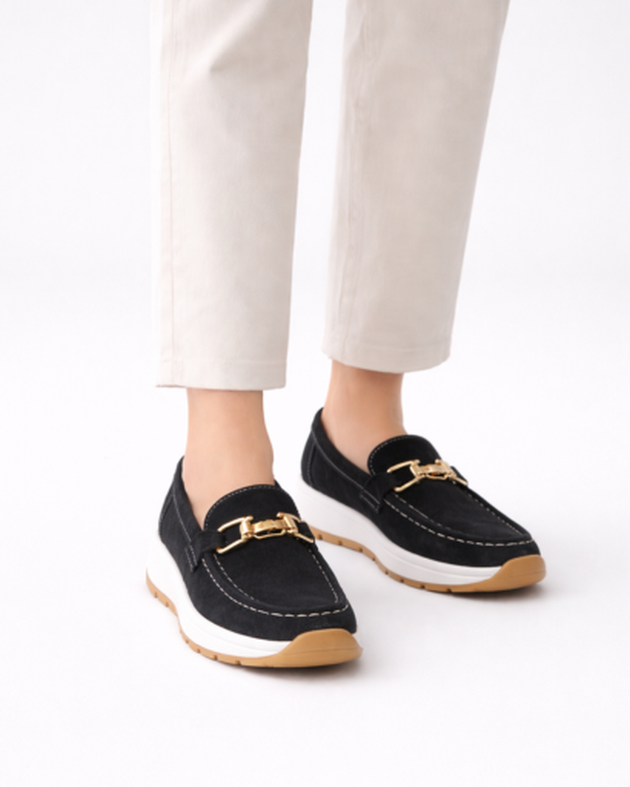 Mocassins Femme Plateforme – Chaîne Métallique & Style Casual Chic | Confort & Élégance Quotidienne